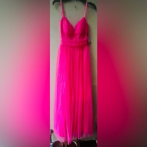 MORGAN & CO. SWEETHEART NECK TULLE HOT PINK BALLGOWN JUNIORS SIZE 5~NWT - Picture 3 of 6
